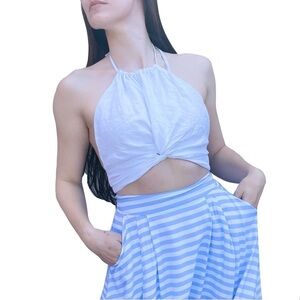 Reformation 100% Linen White Apron Halter Crop Top 4
